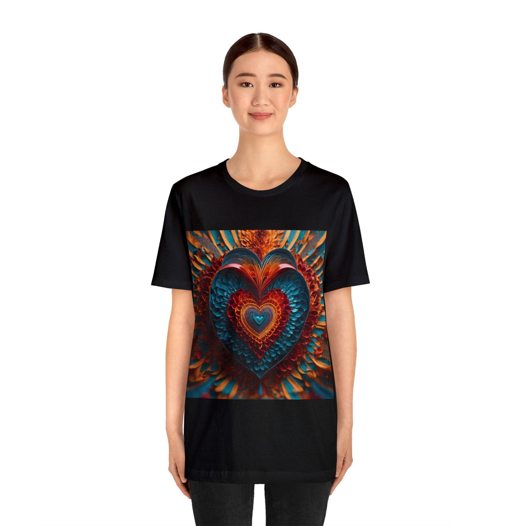 Infinite Layered Heart - Unisex Jersey Short Sleeve Tee - T-Shirt - g(0D·IO) - Black - S -