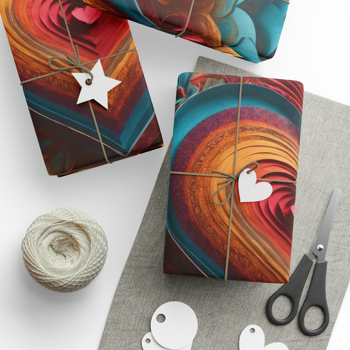 Infinite Layered Heart - Wrapping Paper - Home Decor - g(0D·IO) - 30'' x 72'' - Matte -