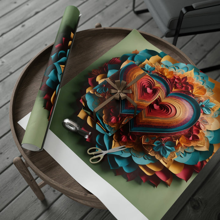 Infinite Layered Heart - Wrapping Paper - Home Decor - g(0D·IO) - 30'' x 72'' - Matte -