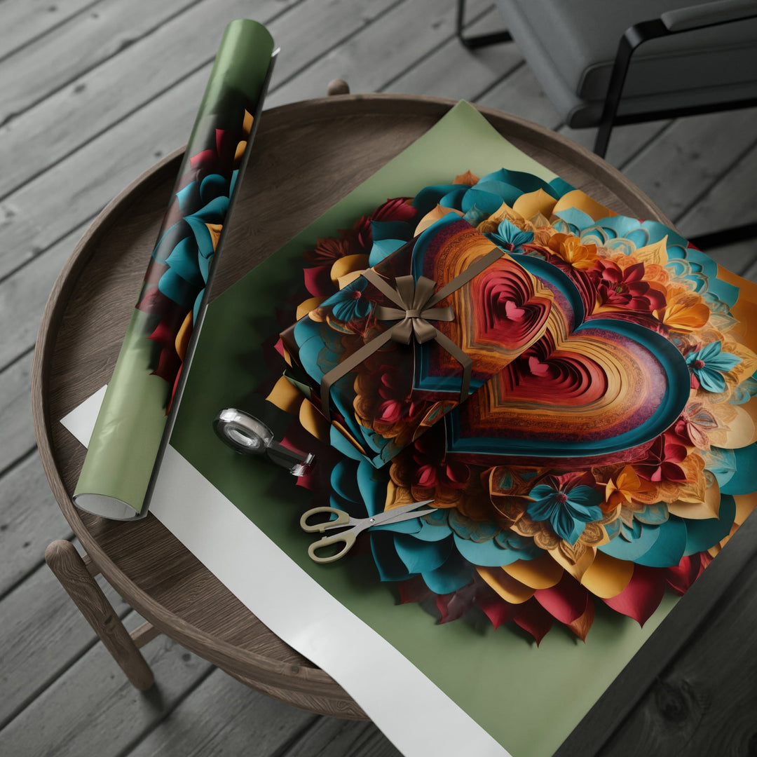 Infinite Layered Heart - Wrapping Paper - Home Decor - g(0D·IO) - 30'' x 72'' - Matte -