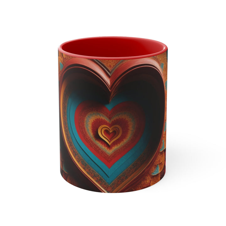 Infinite Layered Hearts - Accent Coffee Mug - Mug - g(0D·IO) - Red - 11oz -