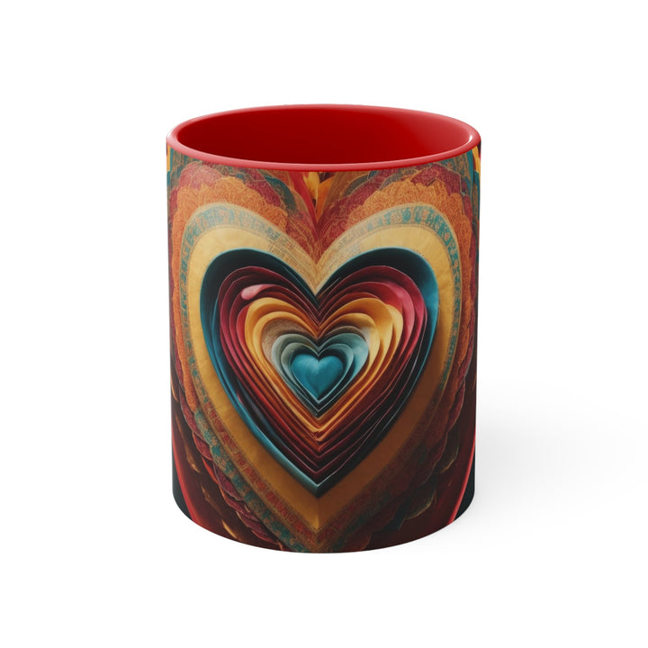 Infinite Layered Hearts - Accent Coffee Mug - Mug - g(0D·IO) - Red - 11oz -