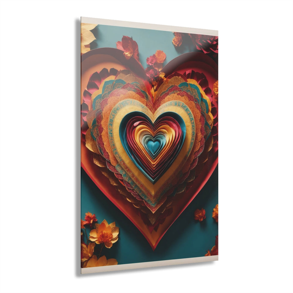 Infinite Layered Hearts - Acrylic Prints (French Cleat Hanging) - Home Decor - g(0D·IO) - 24" x 36" (Vertical) - 0.25'' -