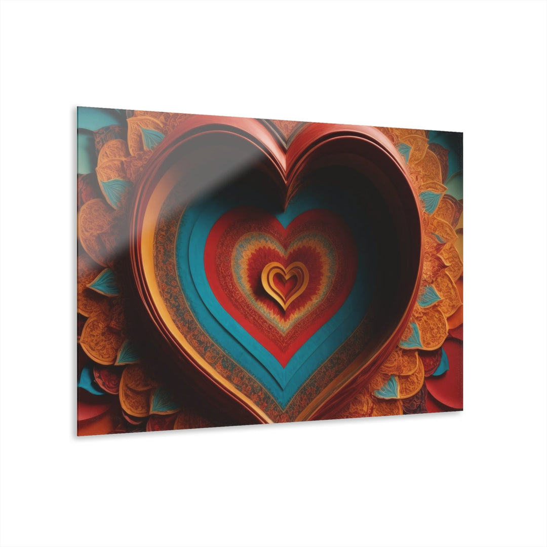 Infinite Layered Hearts - Acrylic Prints (French Cleat Hanging) - Home Decor - g(0D·IO) - 36" x 24" (Horizontal) - 0.25'' -