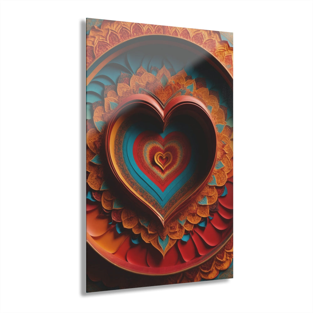 Infinite Layered Hearts - Acrylic Prints (French Cleat Hanging) - Home Decor - g(0D·IO) - 24" x 36" (Vertical) - 0.25'' -