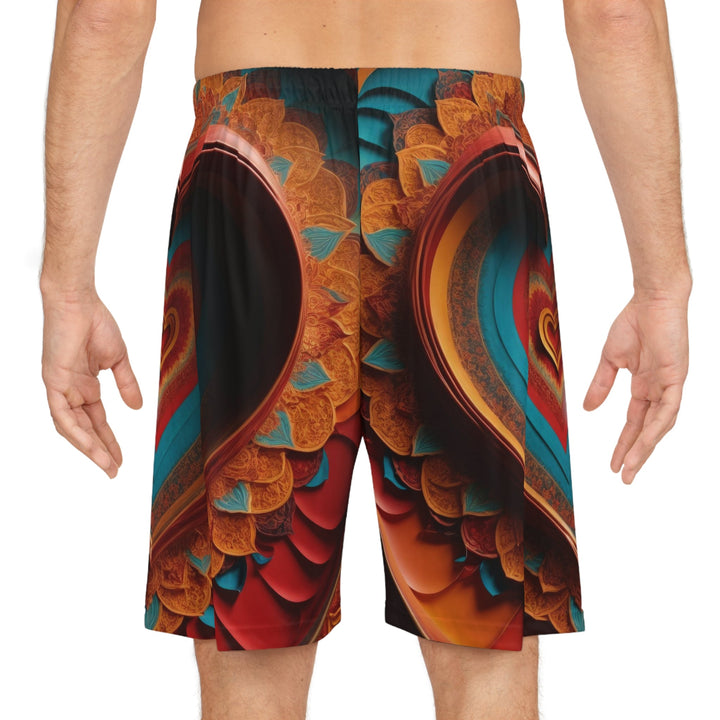 Infinite Layered Hearts - AOP Basketball Shorts - All Over Prints - g(0D·IO) - Seam thread color automatically matched to design - XS -