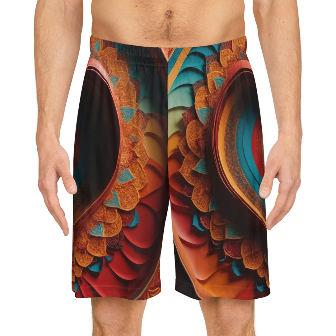 Infinite Layered Hearts - AOP Basketball Shorts - All Over Prints - g(0D·IO) - Seam thread color automatically matched to design - XS -