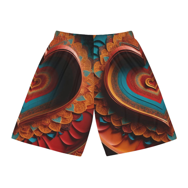 Infinite Layered Hearts - AOP Basketball Shorts - All Over Prints - g(0D·IO) - Seam thread color automatically matched to design - XS -