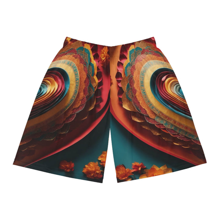 Infinite Layered Hearts - AOP Basketball Shorts - All Over Prints - g(0D·IO) - Seam thread color automatically matched to design - XS -