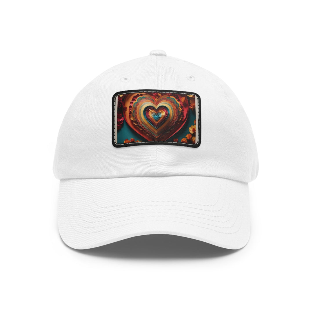 Infinite Layered Hearts - Dad Hat - Hats - g(0D·IO) - White / Black patch - Rectangle - One size