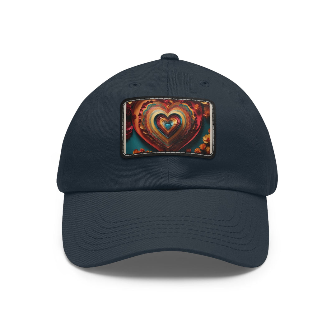 Infinite Layered Hearts - Dad Hat - Hats - g(0D·IO) - Navy / Black patch - Rectangle - One size