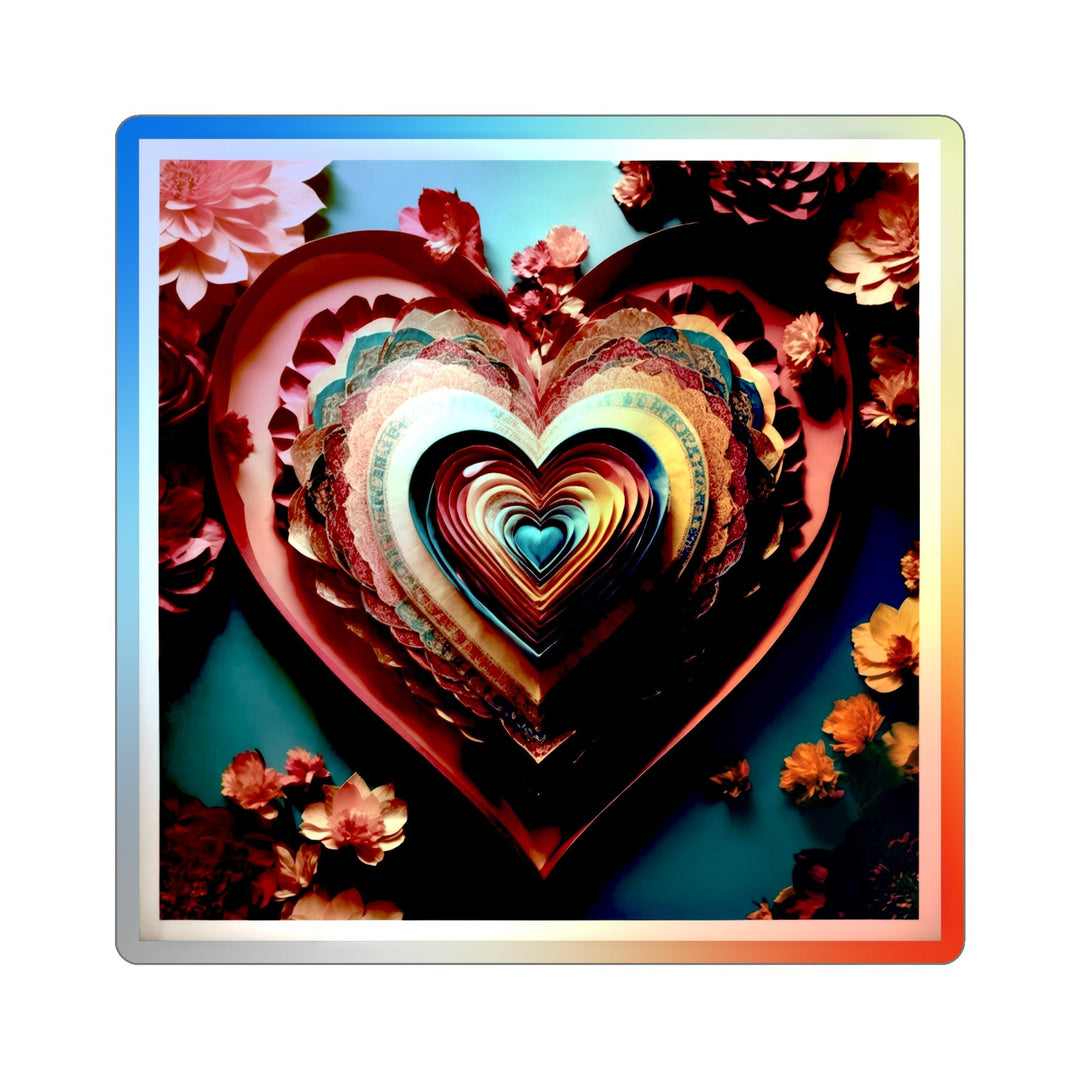 Infinite Layered Hearts - Holographic Die-Cut Sticker - Paper products - g(0D·IO) - 3" × 3" - Die-Cut - Holographic