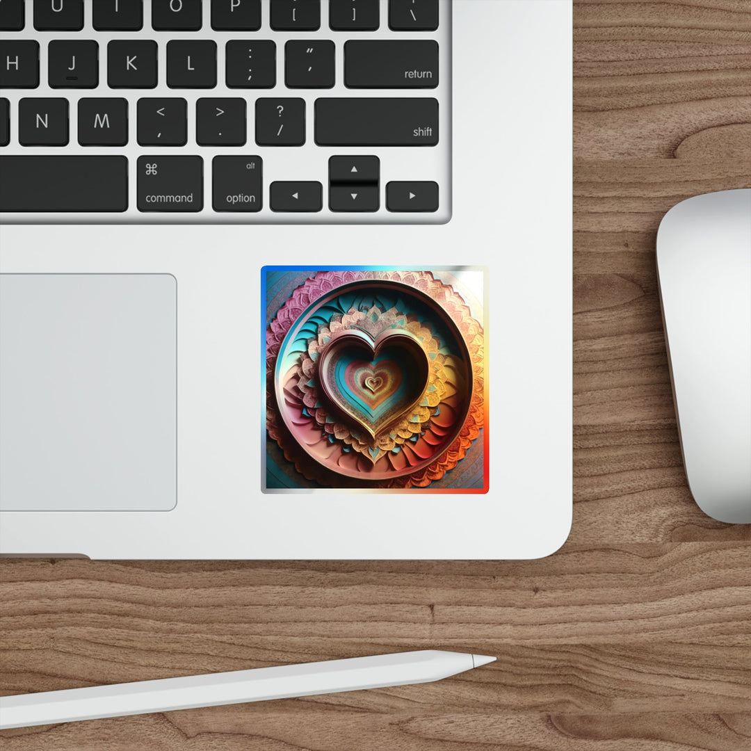 Infinite Layered Hearts - Holographic Die-Cut Sticker - Paper products - g(0D·IO) - 5" × 5" - Die-Cut - Holographic