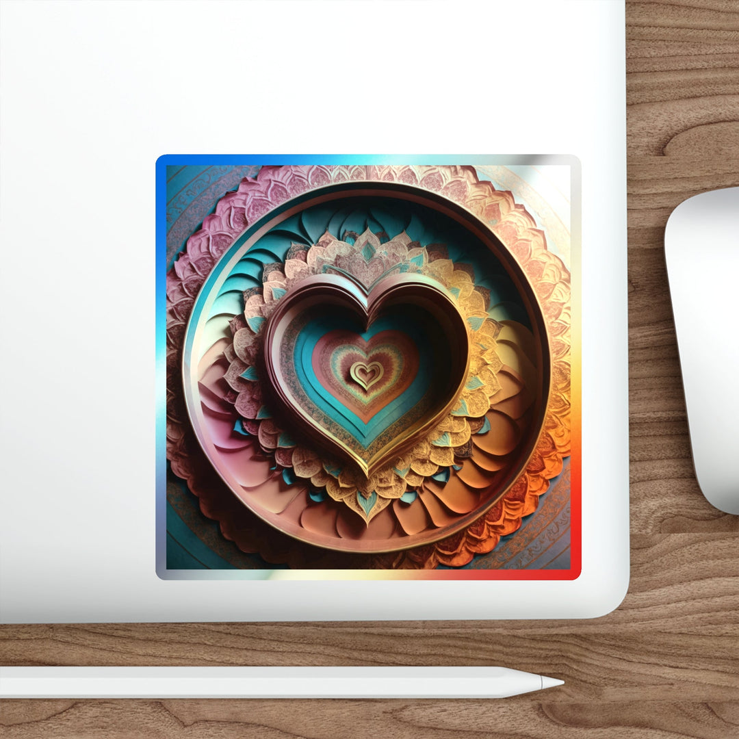 Infinite Layered Hearts - Holographic Die-Cut Sticker - Paper products - g(0D·IO) - 5" × 5" - Die-Cut - Holographic