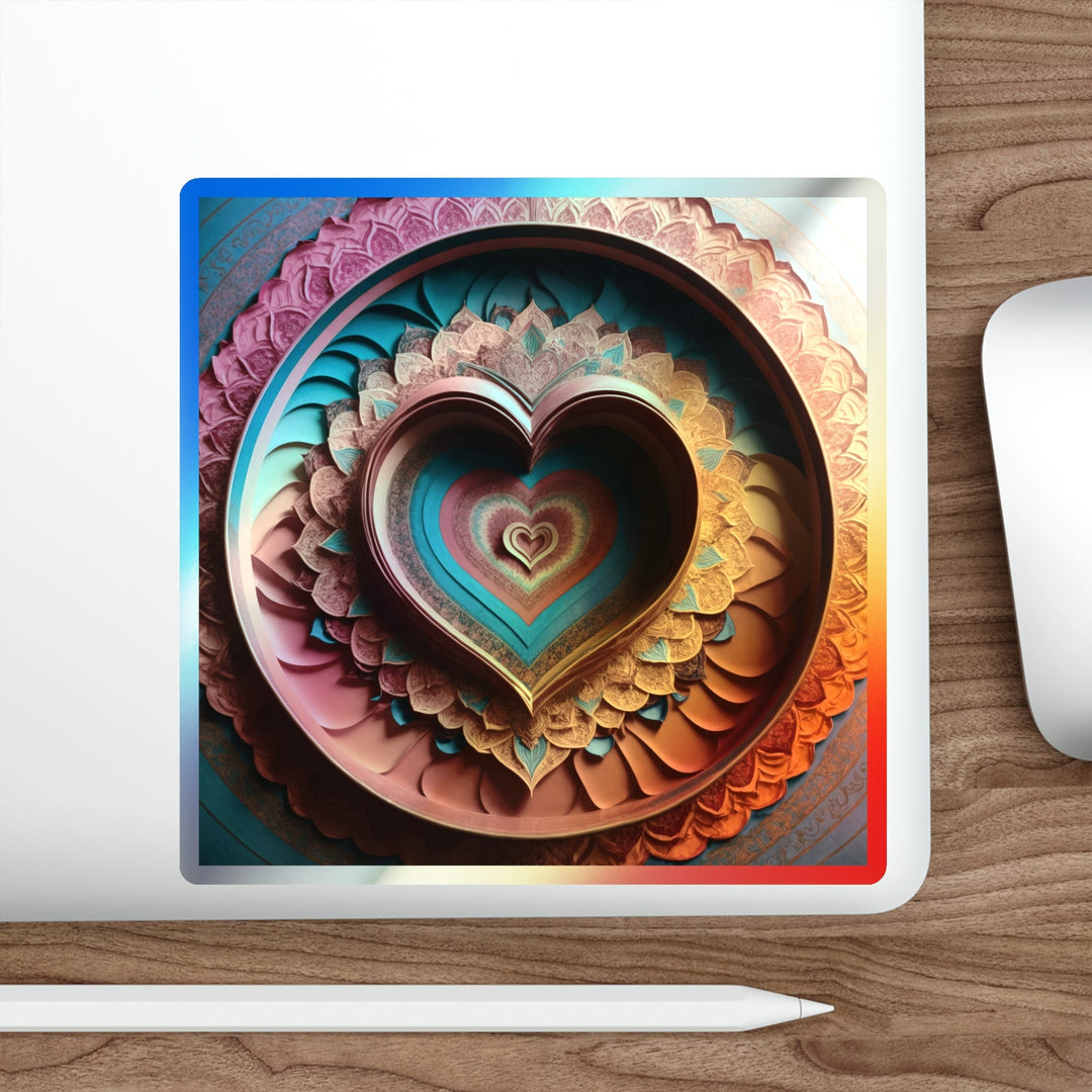 Infinite Layered Hearts - Holographic Die-Cut Sticker - Paper products - g(0D·IO) - 5" × 5" - Die-Cut - Holographic