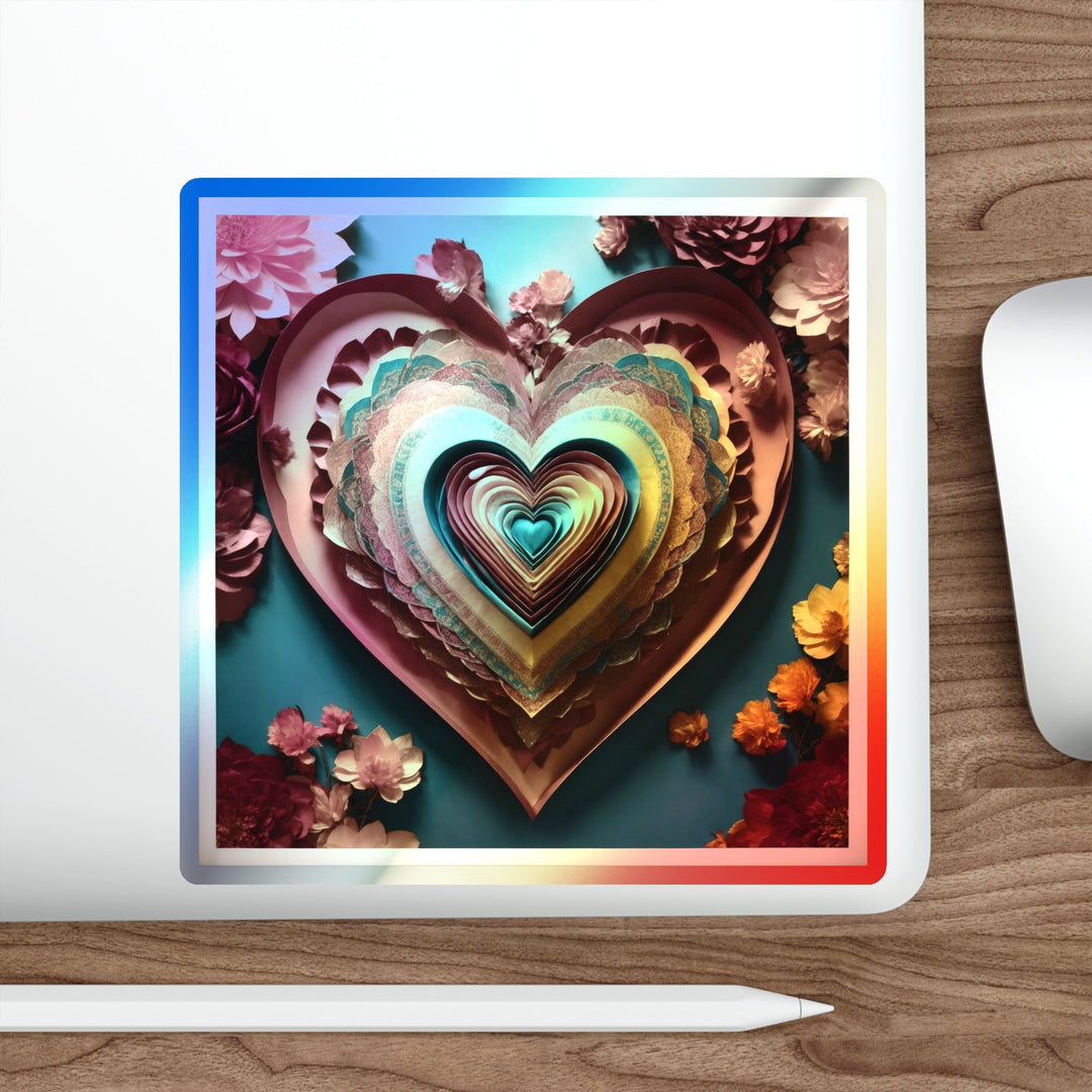 Infinite Layered Hearts - Holographic Die-Cut Sticker - Paper products - g(0D·IO) - 5" × 5" - Die-Cut - Holographic