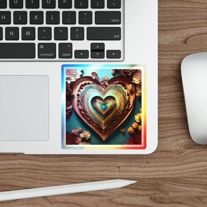 Infinite Layered Hearts - Holographic Die-Cut Sticker - Paper products - g(0D·IO) - 5" × 5" - Die-Cut - Holographic