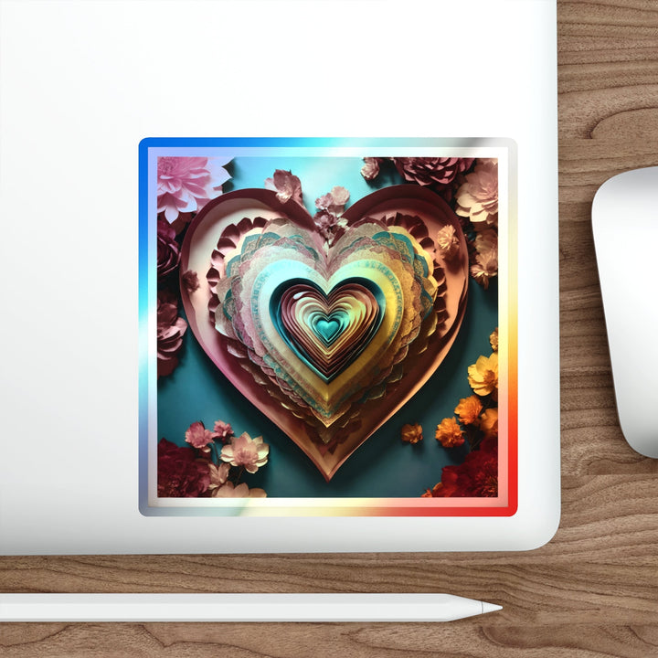 Infinite Layered Hearts - Holographic Die-Cut Sticker - Paper products - g(0D·IO) - 5" × 5" - Die-Cut - Holographic