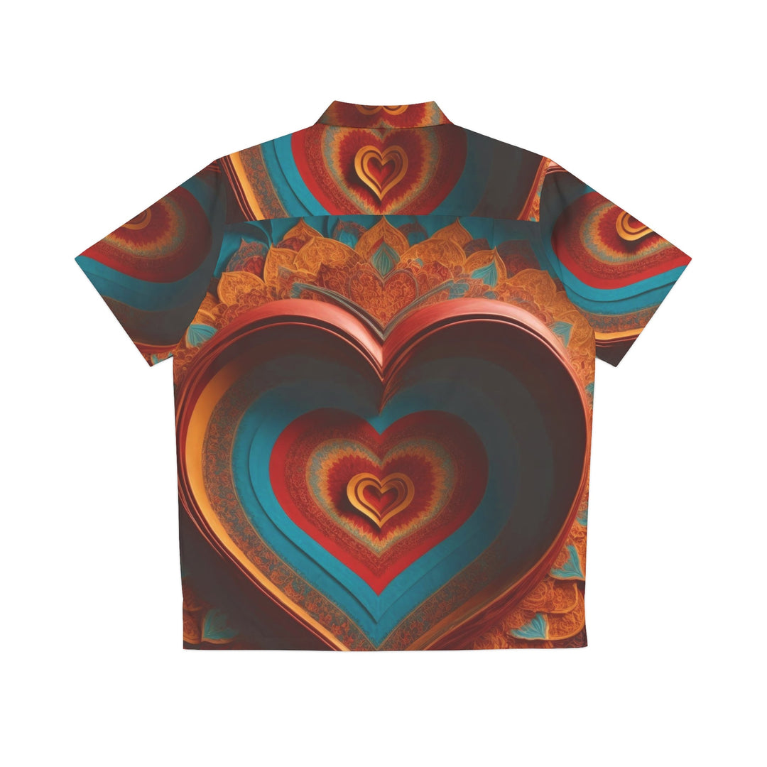 Infinite Layered Hearts - Men's Hawaiian Shirt - All Over Prints - g(0D·IO) - S - Black -