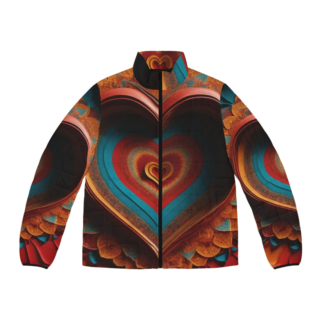 Infinite Layered Hearts - Puffer Jacket - All Over Prints - g(0D·IO) - S - Black zipper -