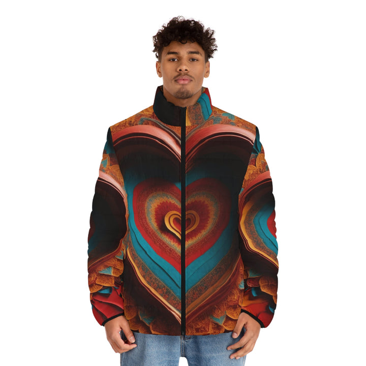 Infinite Layered Hearts - Puffer Jacket - All Over Prints - g(0D·IO) - S - Black zipper -