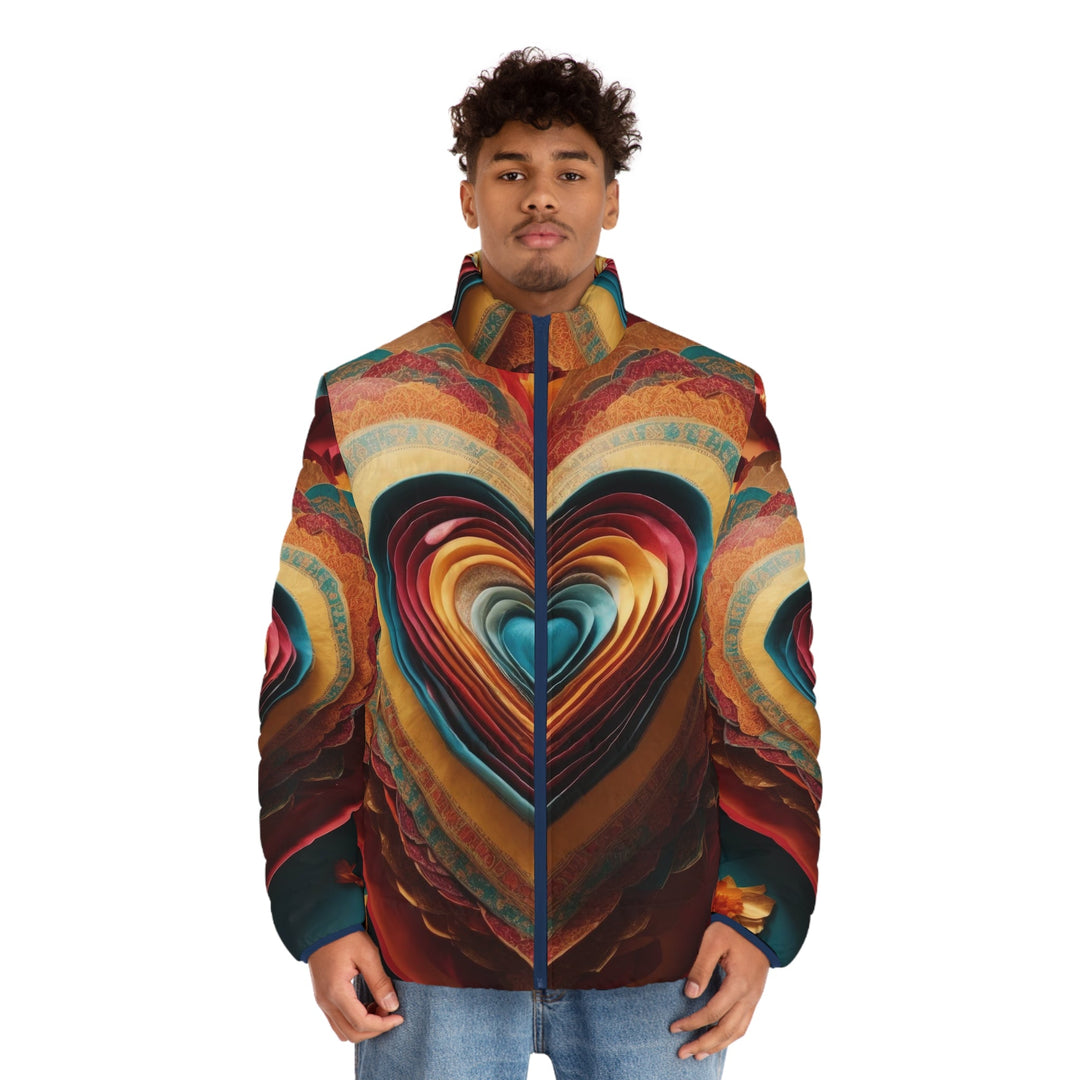 Infinite Layered Hearts - Puffer Jacket - All Over Prints - g(0D·IO) - S - Black zipper -