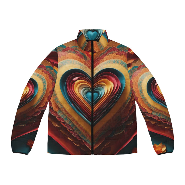 Infinite Layered Hearts - Puffer Jacket - All Over Prints - g(0D·IO) - S - Black zipper -