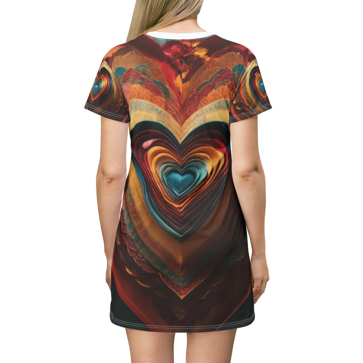 Infinite Layered Hearts - T-Shirt Dress - All Over Prints - g(0D·IO) - XS - -