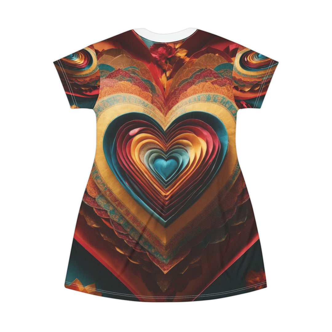 Infinite Layered Hearts - T-Shirt Dress - All Over Prints - g(0D·IO) - XS - -