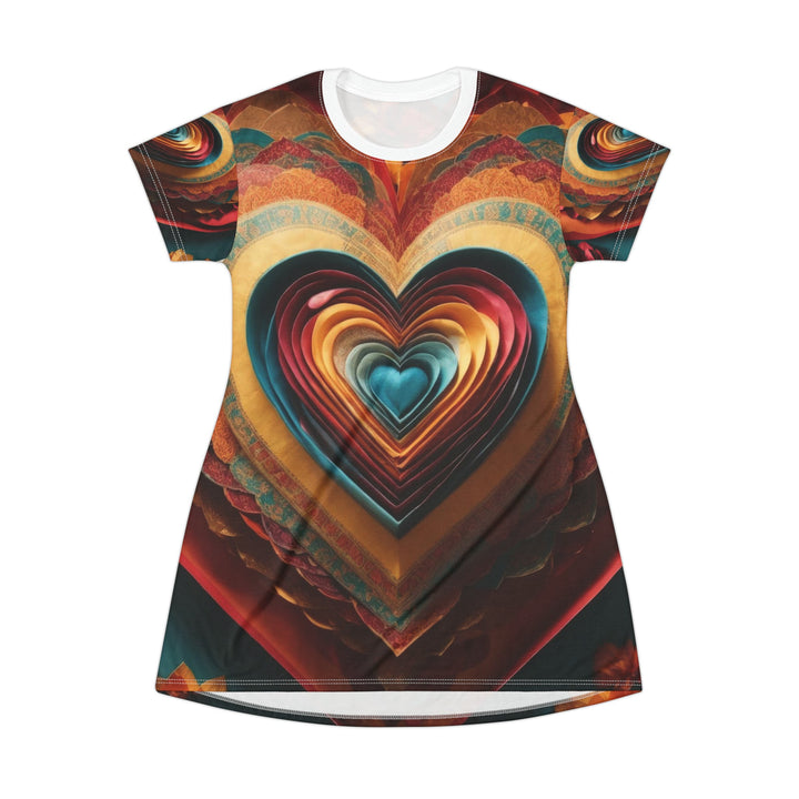 Infinite Layered Hearts - T-Shirt Dress - All Over Prints - g(0D·IO) - XS - -