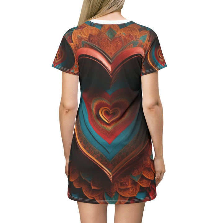 Infinite Layered Hearts - T-Shirt Dress - All Over Prints - g(0D·IO) - XS - -