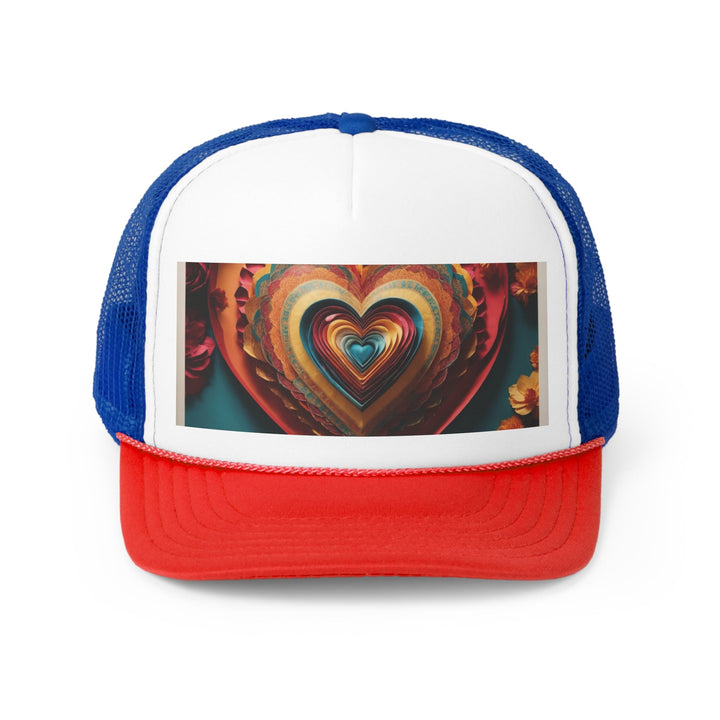 Infinite Layered Hearts - Trucker Hat - Hats - g(0D·IO) - Blue/Red - One size -