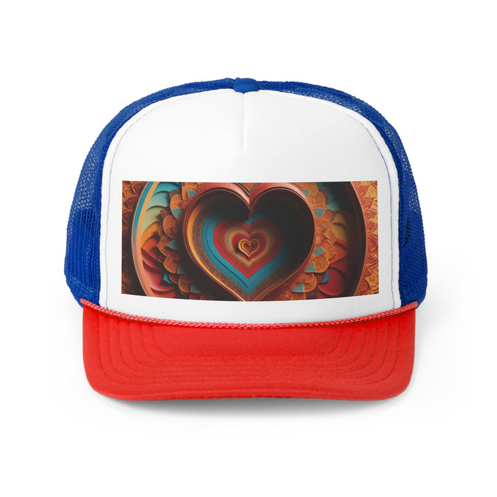 Infinite Layered Hearts - Trucker Hat - Hats - g(0D·IO) - Blue/Red - One size -