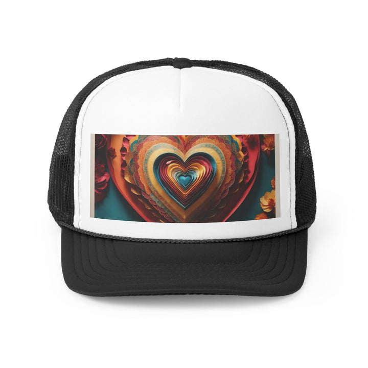 Infinite Layered Hearts - Trucker Hat - Hats - g(0D·IO) - Black - One size -