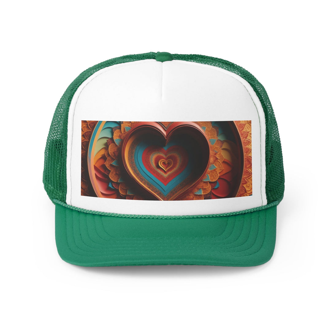 Infinite Layered Hearts - Trucker Hat - Hats - g(0D·IO) - Green - One size -