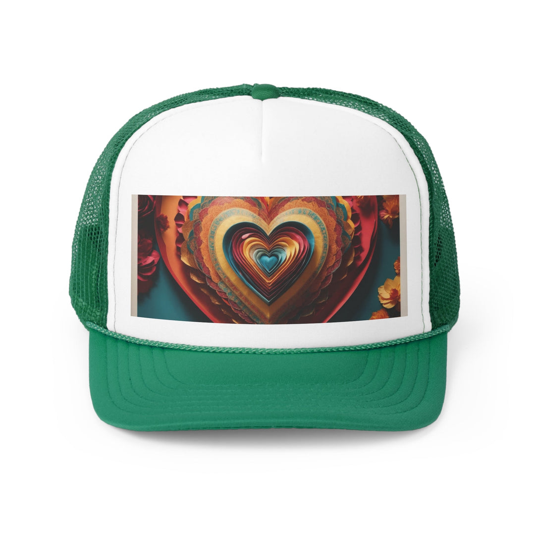 Infinite Layered Hearts - Trucker Hat - Hats - g(0D·IO) - Green - One size -