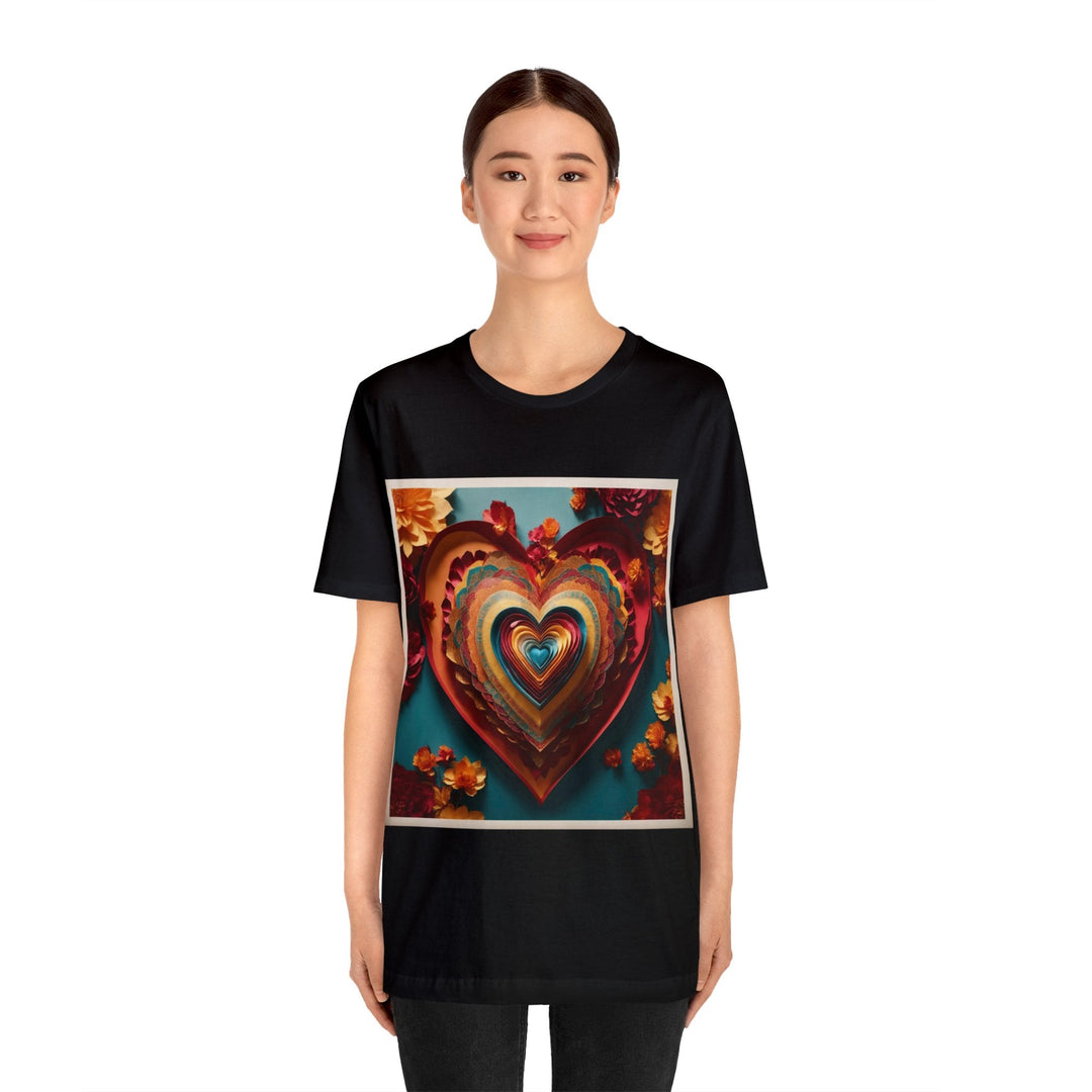 Infinite Layered Hearts - Unisex Jersey Short Sleeve Tee - T-Shirt - g(0D·IO) - Black - S -