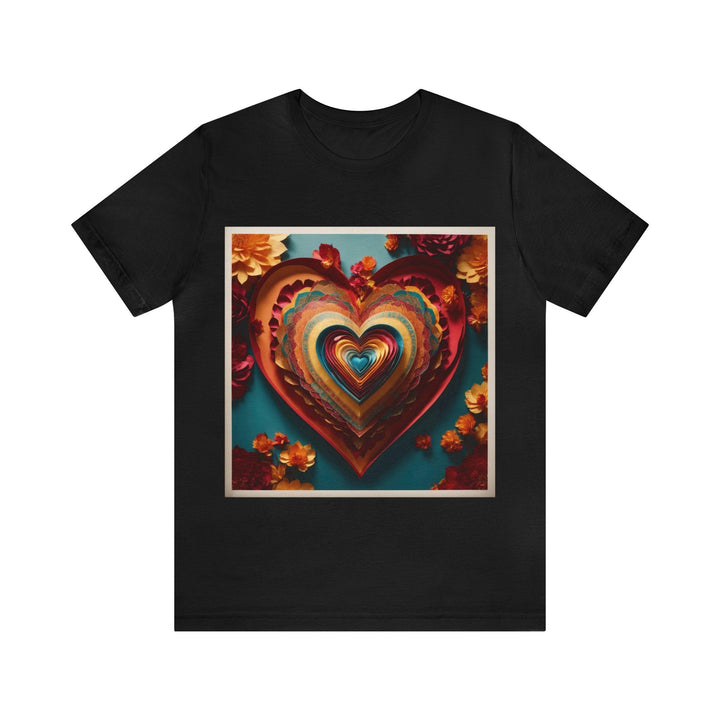 Infinite Layered Hearts - Unisex Jersey Short Sleeve Tee - T-Shirt - g(0D·IO) - Black - S -