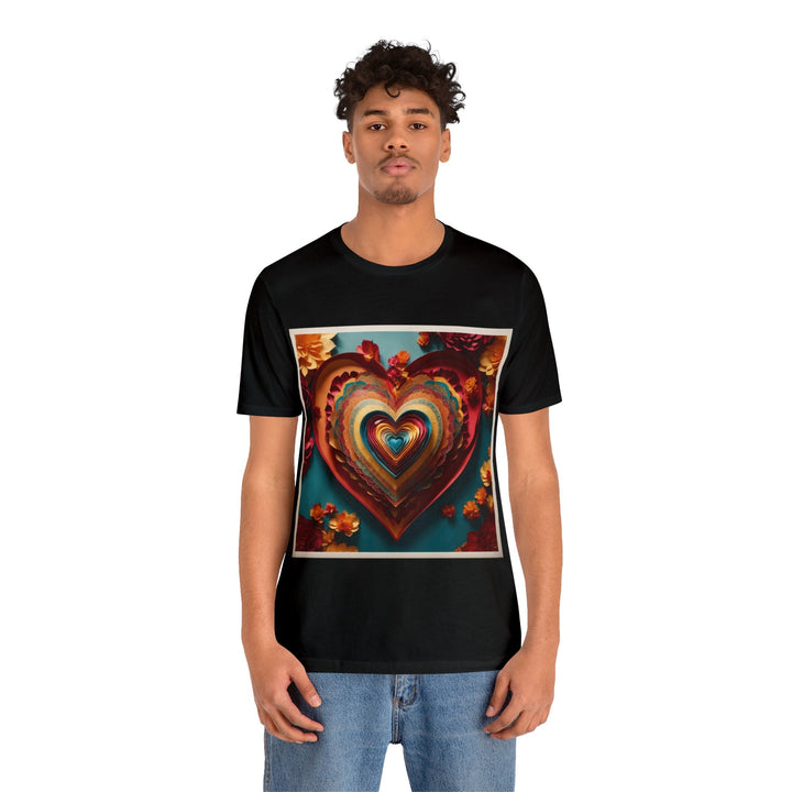 Infinite Layered Hearts - Unisex Jersey Short Sleeve Tee - T-Shirt - g(0D·IO) - Black - S -