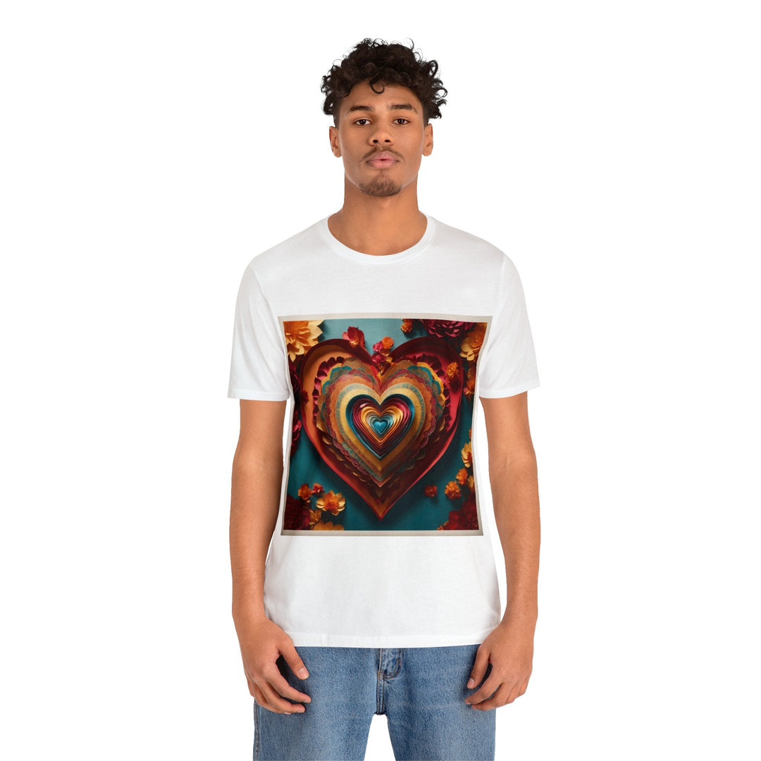 Infinite Layered Hearts - Unisex Jersey Short Sleeve Tee - T-Shirt - g(0D·IO) - Black - S -