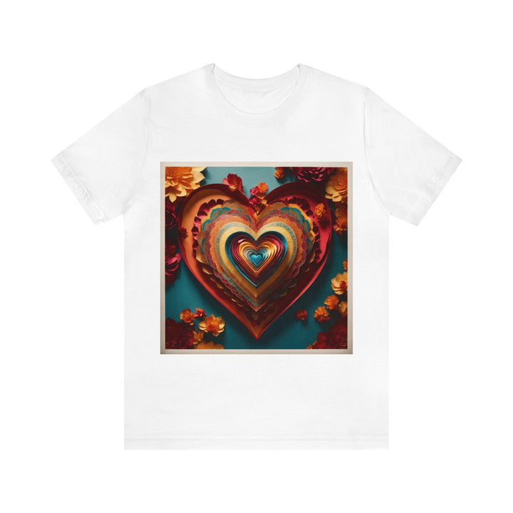 Infinite Layered Hearts - Unisex Jersey Short Sleeve Tee - T-Shirt - g(0D·IO) - White - S -