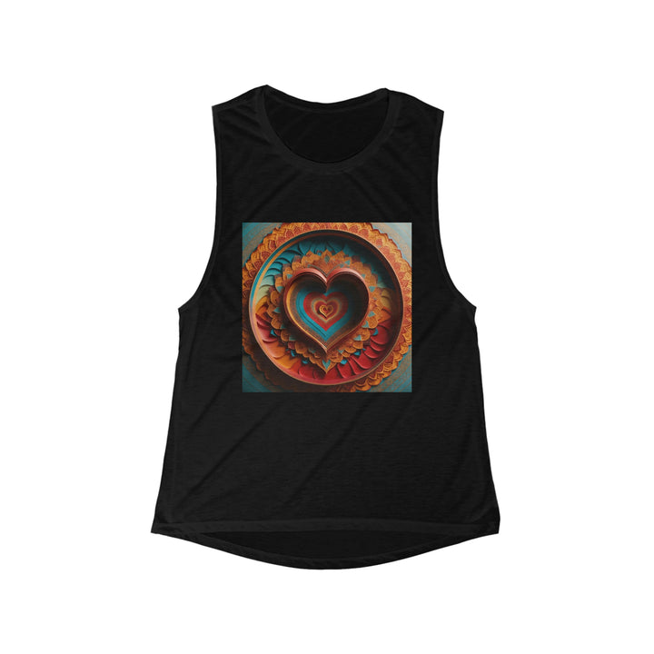 Infinite Layered Hearts - Women's Flowy Scoop Muscle Tank - Tank Top - g(0D·IO) - S - Black -