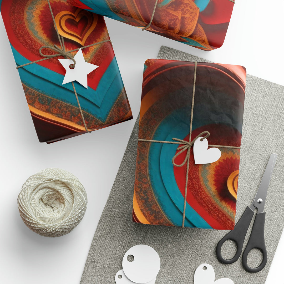 Infinite Layered Hearts - Wrapping Paper - Home Decor - g(0D·IO) - 30'' x 72'' - Matte -