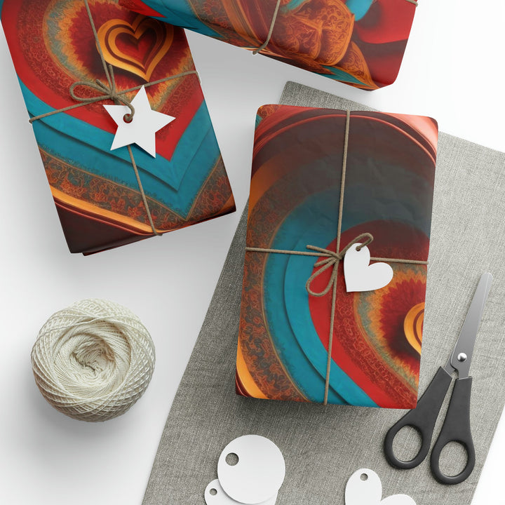 Infinite Layered Hearts - Wrapping Paper - Home Decor - g(0D·IO) - 30'' x 72'' - Matte -
