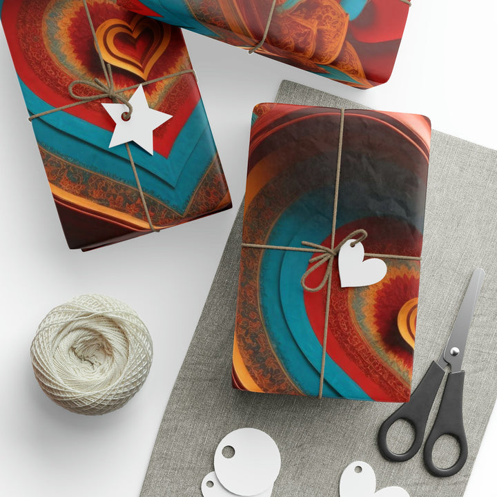 Infinite Layered Hearts - Wrapping Paper - Home Decor - g(0D·IO) - 30'' x 72'' - Matte -