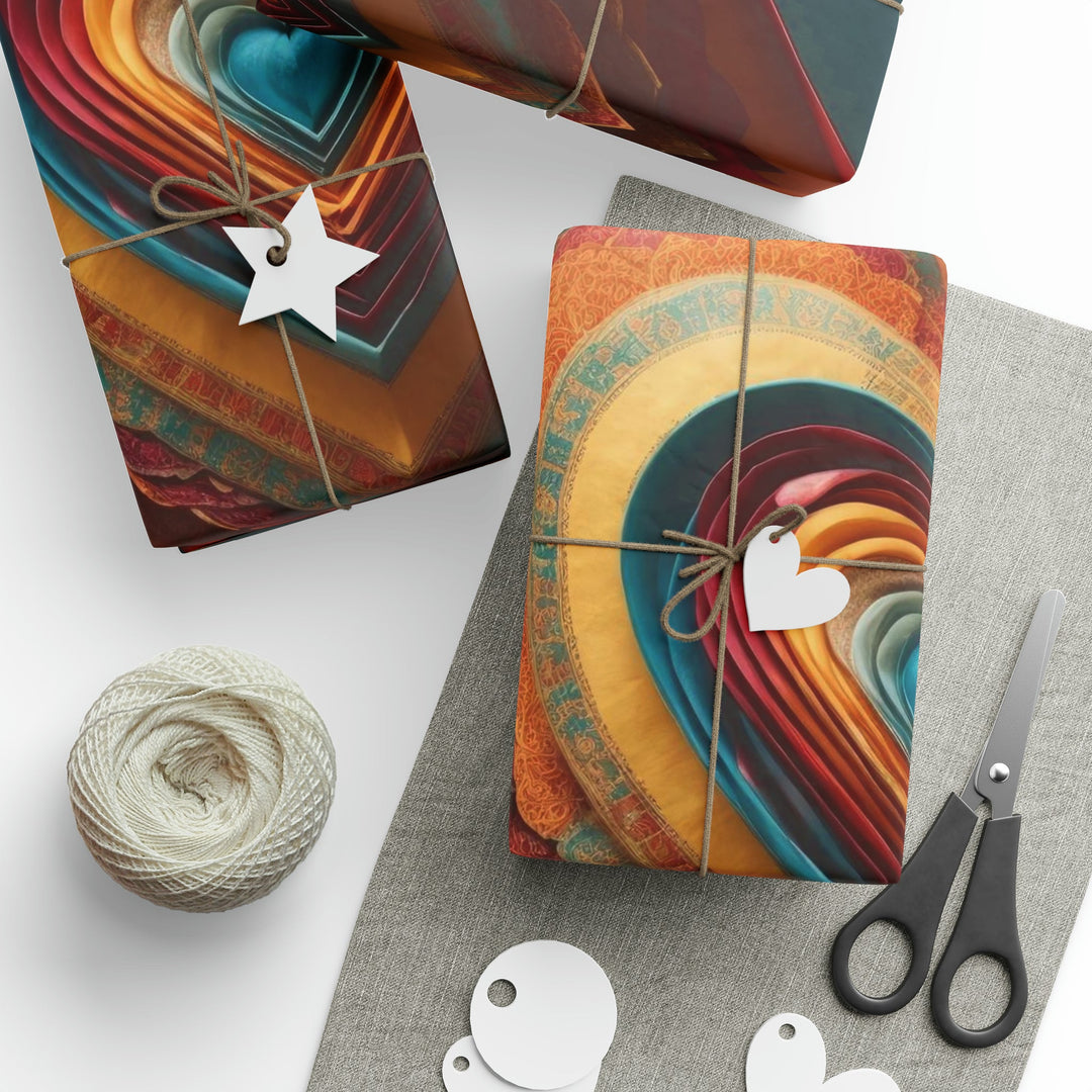 Infinite Layered Hearts - Wrapping Paper - Home Decor - g(0D·IO) - 30'' x 72'' - Matte -