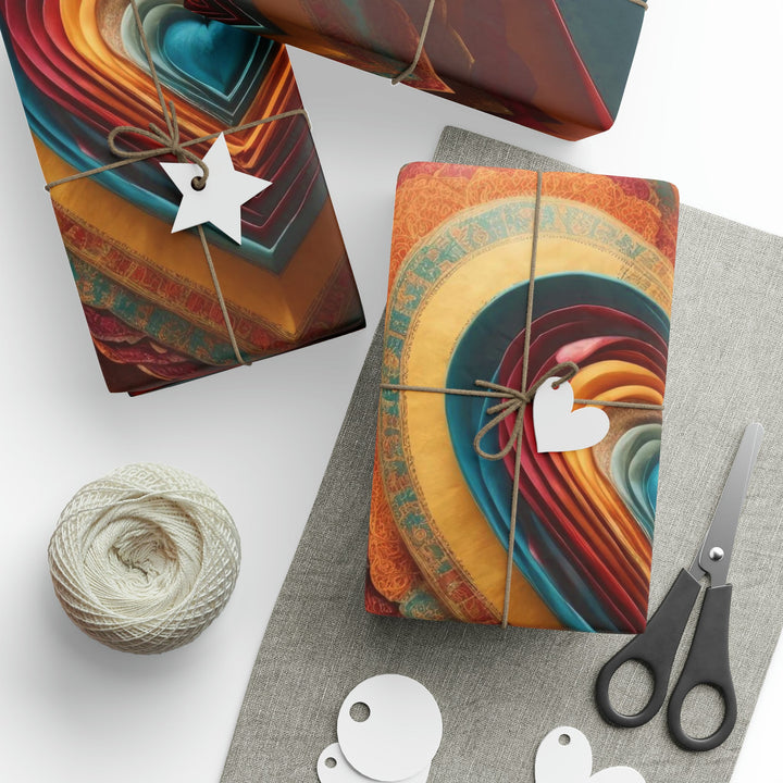Infinite Layered Hearts - Wrapping Paper - Home Decor - g(0D·IO) - 30'' x 72'' - Matte -