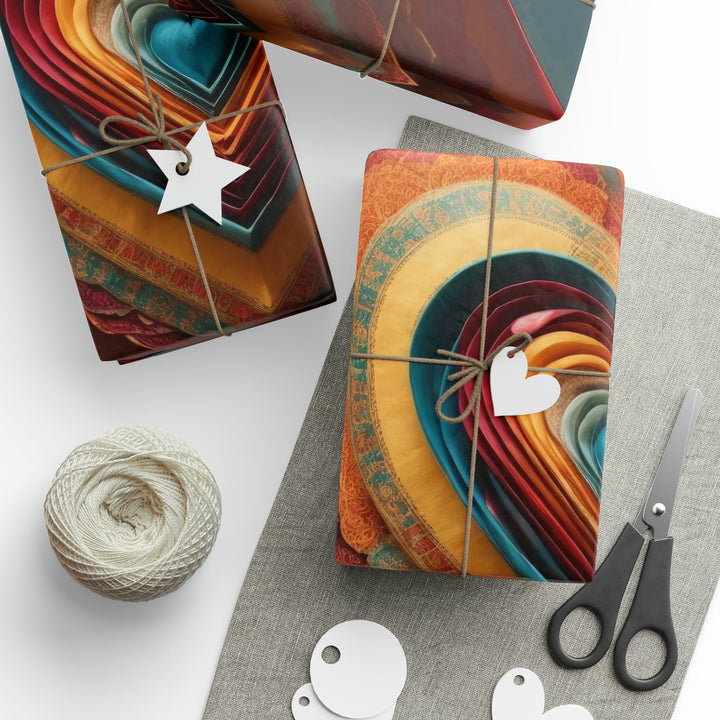 Infinite Layered Hearts - Wrapping Paper - Home Decor - g(0D·IO) - 30'' x 72'' - Matte -
