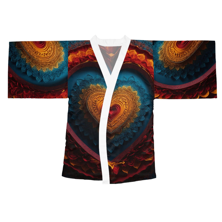 Infinite Layered Love - Long Sleeve Kimono Robe - All Over Prints - g(0D·IO) - XS - White -