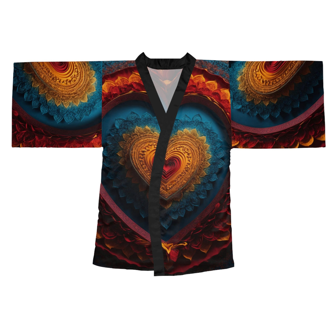 Infinite Layered Love - Long Sleeve Kimono Robe - All Over Prints - g(0D·IO) - XS - Black -